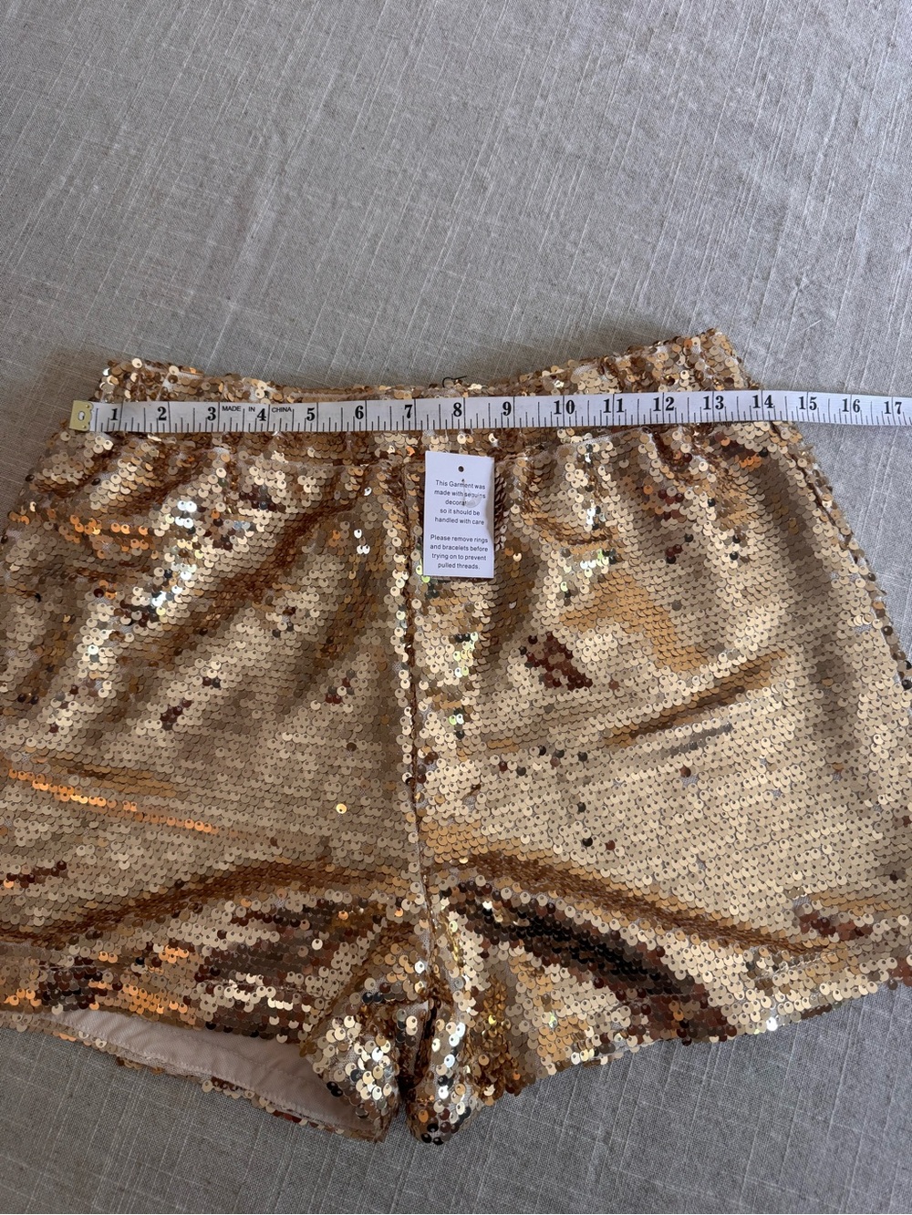 Sincerely Jules Gold Sequin Women’s Shorts - Picture 5 of 6